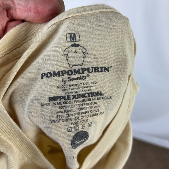 Sanrio Pompompurin Cut Cropped T Shirt Cream M French Bread - Picture 5 of 5